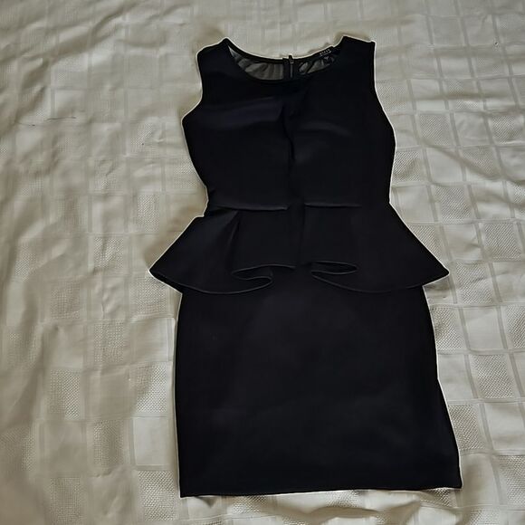 Guess Cocktail Sheer Front & Back Peplum Mini Dress Black Small - Picture 13 of 16